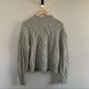 Grey Knitted Mock-Neck Sweater from Gap